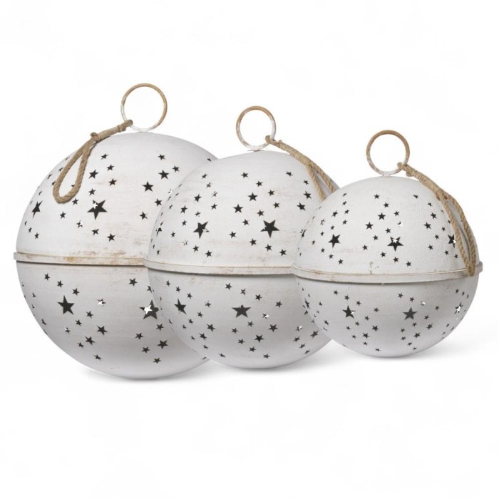 SET 3 SFERE METALLO BIANCO 61.5X61.5X69